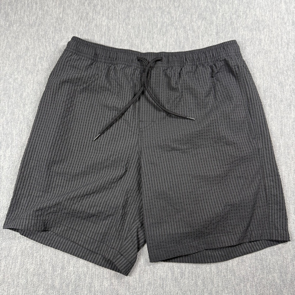Gap Shorts Mens S Black 6" Swim Trunk Seersucker Striped Lined Board‎ Beach Pool